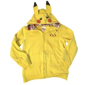 POKEMON Yellow Pikachu Zip Up Hoodie With Ears